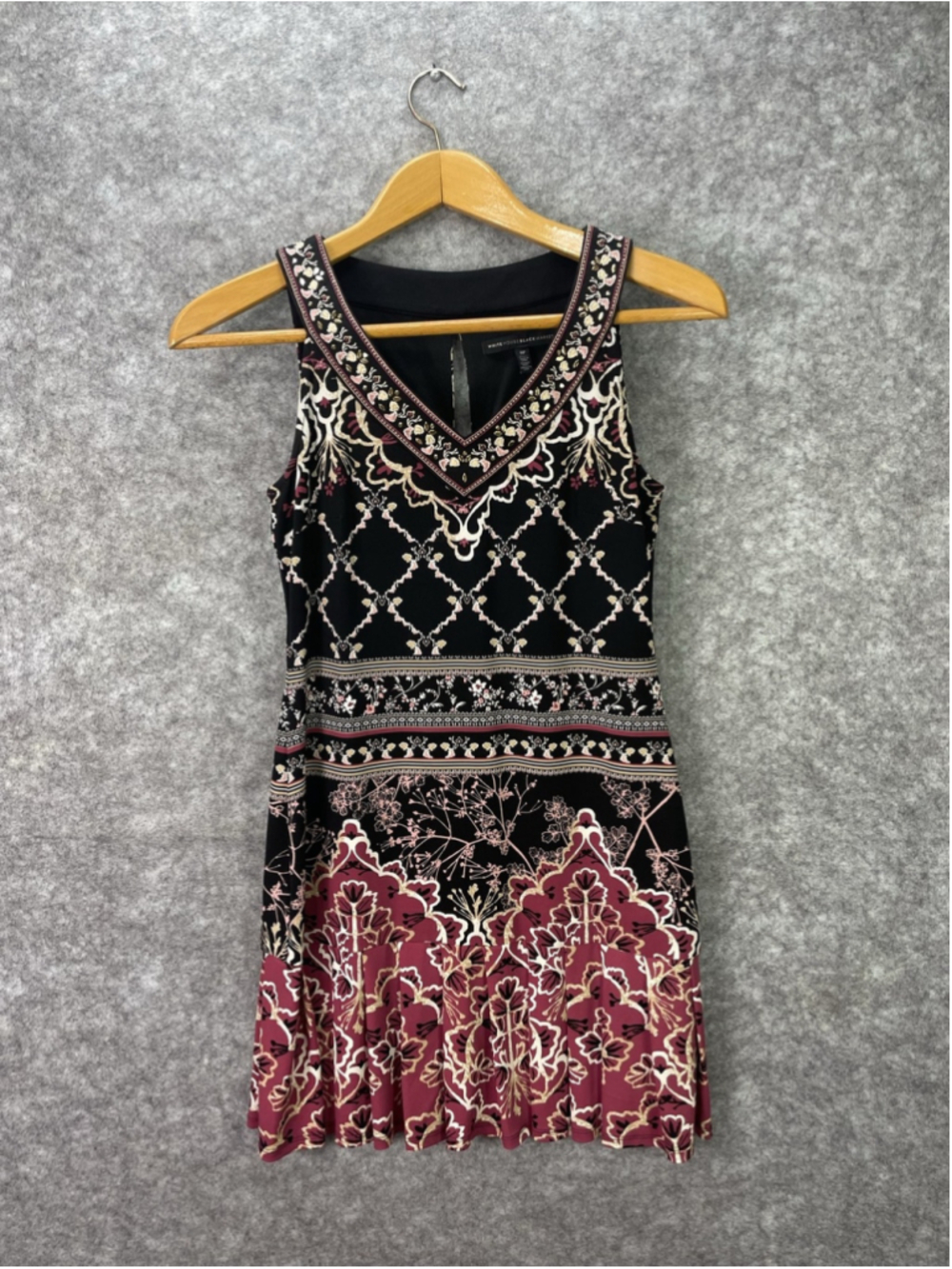 White House Black Market Dress Womens PS Multicolor Sleeveless V Neck Fit Flare